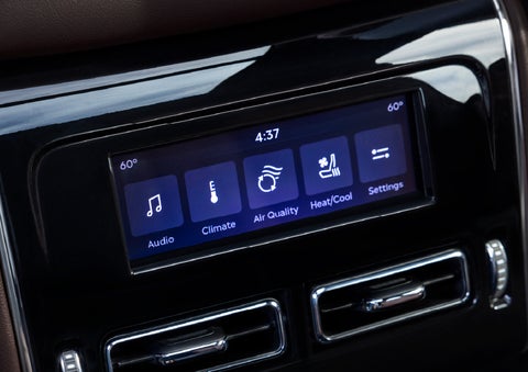 Driver controls like music, temperature, air quality, settings, and heat/cool seats are shown. | Fair Oaks Lincoln in Naperville IL