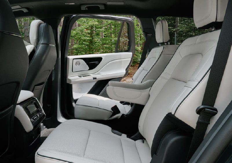 A side view of the second row with captain’s chairs in a 2027 Lincoln Aviator® Black Label™ SUV. | Fair Oaks Lincoln in Naperville IL
